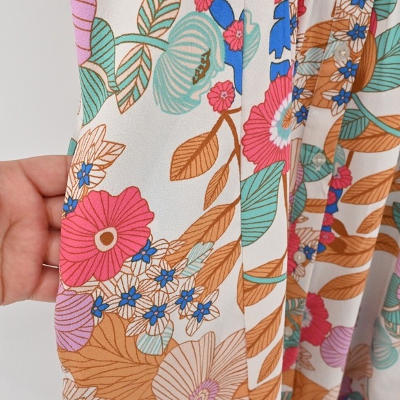 TOLANI Dress Size XXS Retro Tropical Floral Tiered Button Mini Dopamine India‎ - Picture 12 of 12